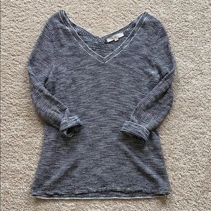 Loft V Neck Striped Sweater